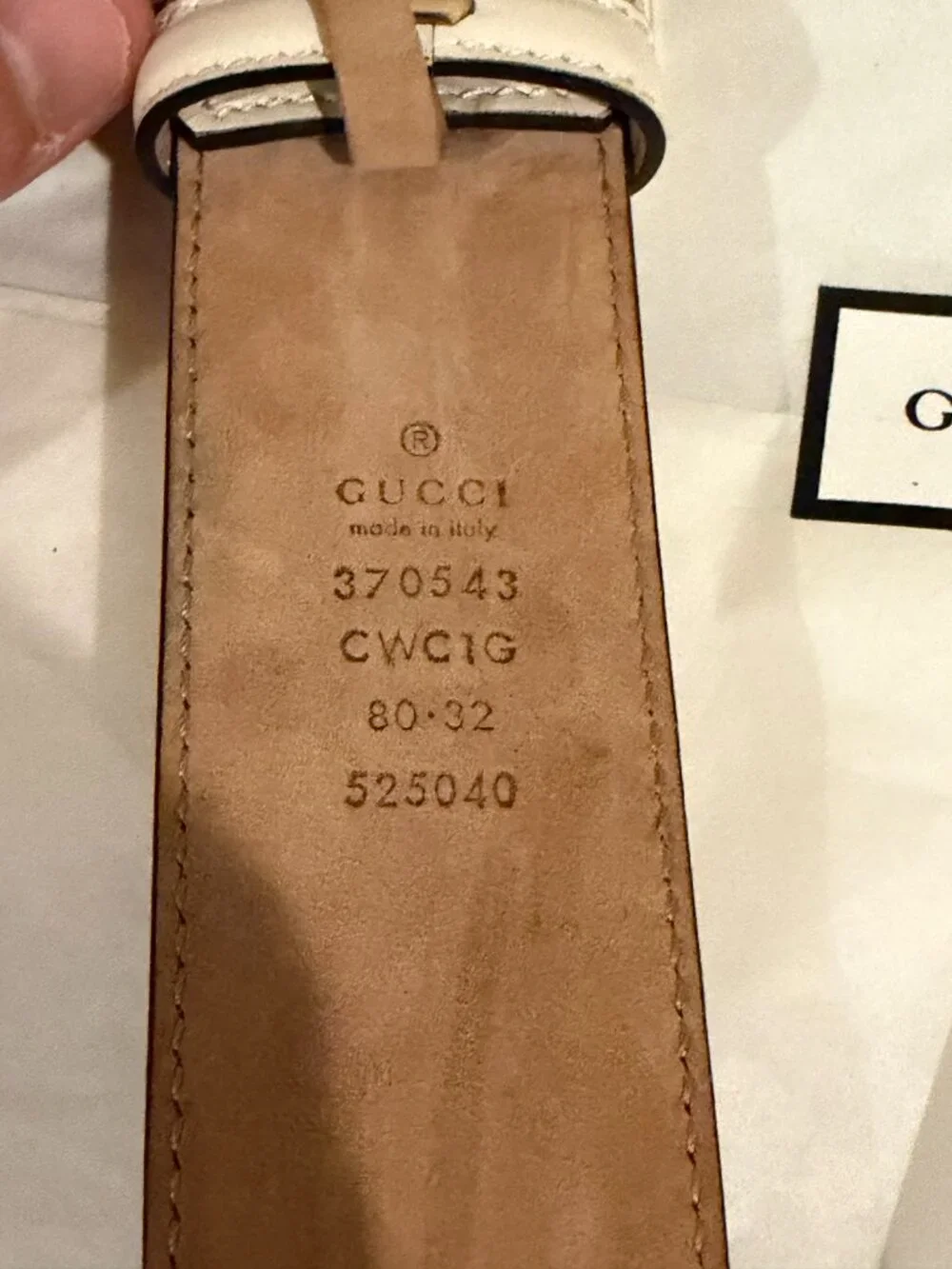 Authentic Gucci Guccissima White Leather Interlocking GG Belt Size 80/32 – 37054